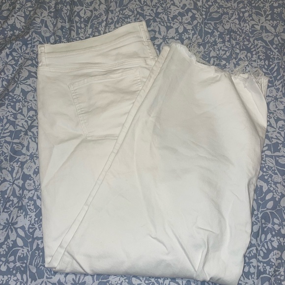 EXPRESS SUPER HIGH WAISTED WHITE 90s WIDE LEG JEANS SIZE 18 SHORT - Picture 3 of 9